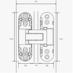 Петли дверные Archie универсальные скрытого монтажа с 3D регулировкой 110х30-3D-BLACK (c метал. накладками) черный матовый