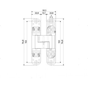 Петли дверные Archie универсальные скрытого монтажа с 3D регулировкой 115х23-3D-BLACK черный матовый