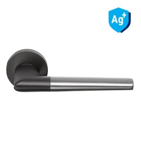 Межкомнатная дверная ручка Archie Sillur на круглой накладке BARRERA M.BLACK матовый черный/платиново-серый Межкомнатная дверная ручка Archie Sillur на круглой накладке BARRERA M.BLACK матовый черный/платиново-серый