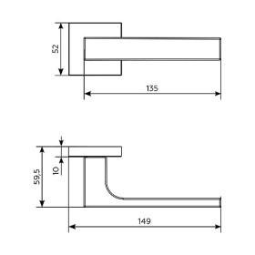 Межкомнатная дверная ручка Archie Sillur на квадратной накладке MURO PLATINUM GREY платиново-серый