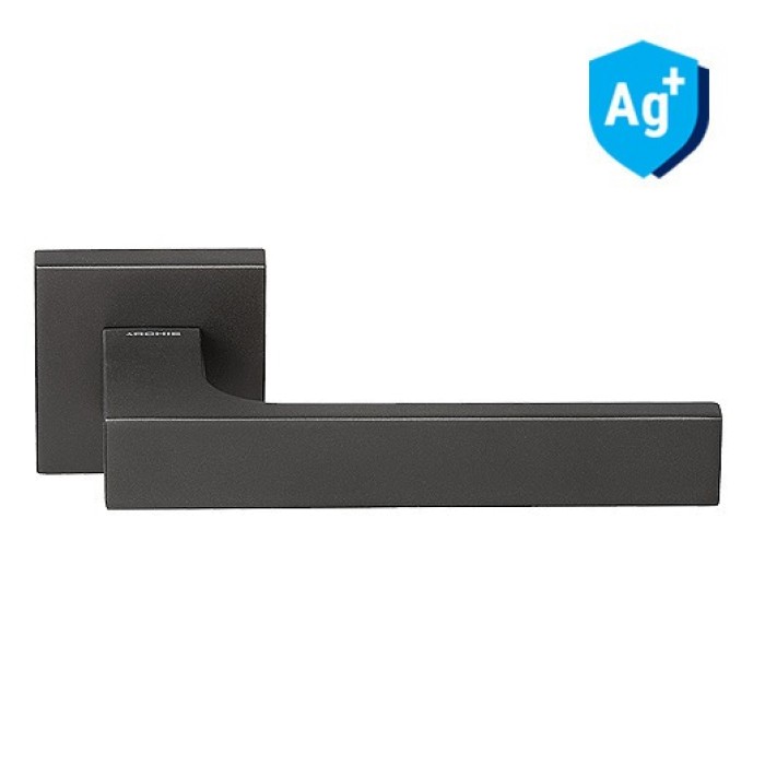 Межкомнатная дверная ручка Archie Sillur на квадратной накладке MURO M.BLACK матовый черный Межкомнатная дверная ручка Archie Sillur на квадратной накладке MURO M.BLACK матовый черный