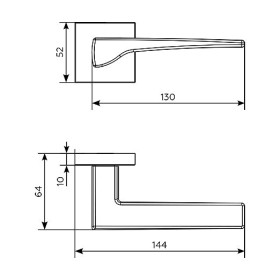 Межкомнатная дверная ручка Archie Sillur на квадратной накладке SALVO PLATINUM GREY платиново-серый