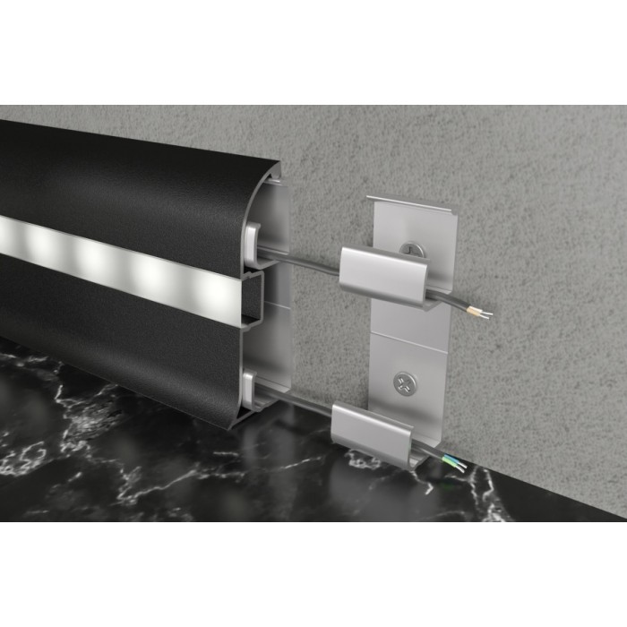 Алюминиевый плинтус Fezard ALP-C65-led черный