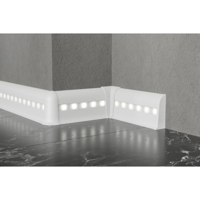 Алюминиевый плинтус Fezard ALP-C65-led белый