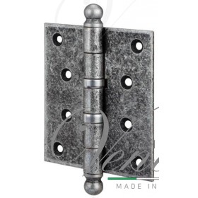 Петля дверная с декоративным колпачком ALDEGHI 102x76x3 античное серебро