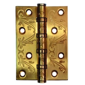 Петля дверная универсальная с рисунком Adden Bau 100X70X2.5 4BB FLO SATIN GOLD Матовое золото; без короны Петля дверная универсальная с рисунком Adden Bau 100X70X2.5 4BB FLO SATIN GOLD Матовое золото; без короны