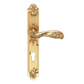 Дверная ручка на планке Archie Genesis Flor Матовое золото под ключевой цилиндр