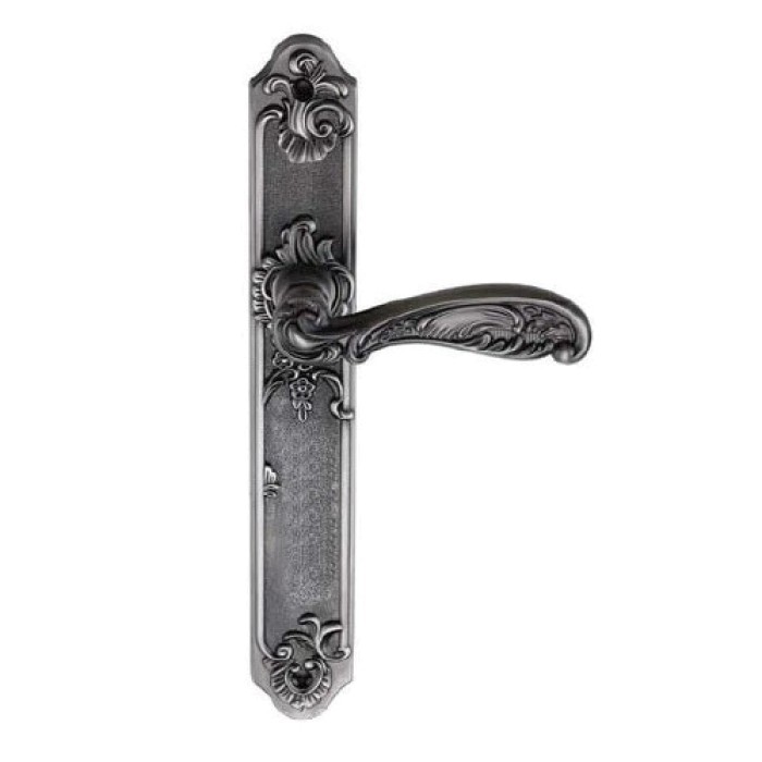 Дверная ручка на планке Archie Genesis Flor Черненое серебро проходная