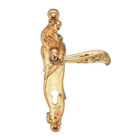 Дверная ручка на планке Archie Genesis Rizo Матовое золото под ключевой цилиндр