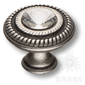 15.346.30.SWA.16 Ручка кнопка с кристаллом эксклюзивная коллекция, старое серебро