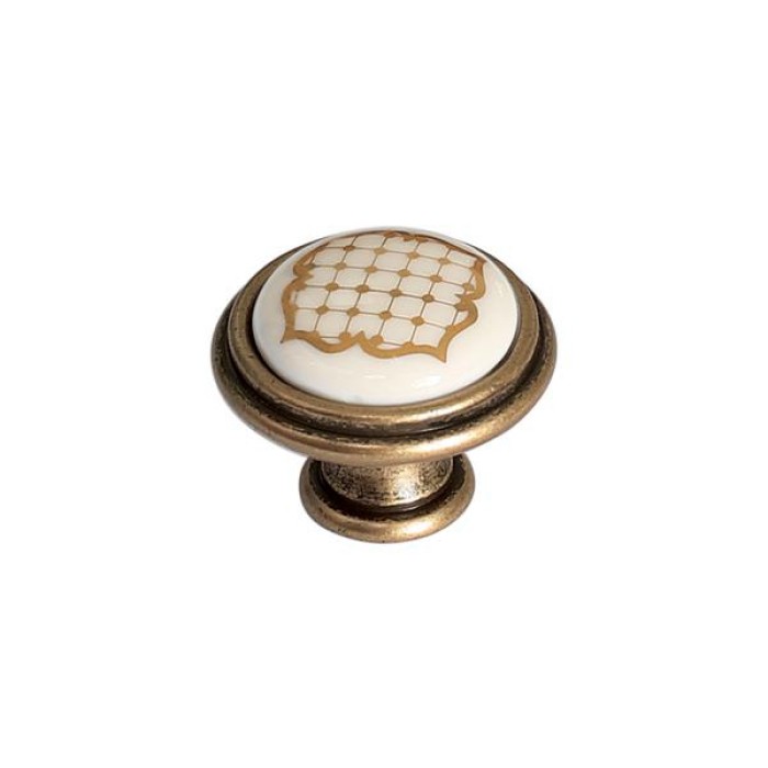 Ручка-кнопка, отделка бронза античная 'Флоренция' + керамика