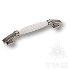 1720-70-192-PLATIN Ручка скоба керамика с металлом,белый/графит 192 мм 1720-70-192-PLATIN Ручка скоба керамика с металлом,белый/графит 192 мм