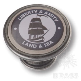 550PT19 Ручка кнопка, парусник, старое серебро 550PT19 Ручка кнопка, парусник, старое серебро