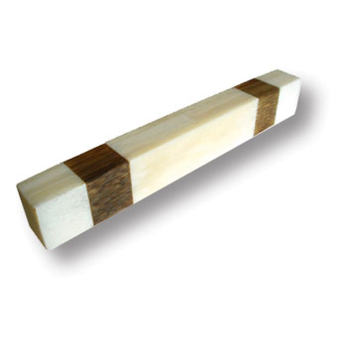147A1 Ручка скоба, цвет - слоновая кость, дополненная вставками из древесины 96 мм