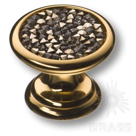 07150-317 Ручка кнопка c серебряными кристаллами Swarovski, глянцевое золото