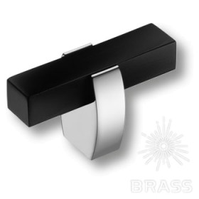 65-Chrome-Matt Black Ручка кнопка, глянцевый хром с чёрной матовой вставкой 65-Chrome-Matt Black Ручка кнопка, глянцевый хром с чёрной матовой вставкой