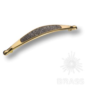 CAMILLA+SW/O+A Ручка скоба c графитовыми кристаллами Swarovski, цвет покрытия - глянец золото 128 мм CAMILLA+SW/O+A Ручка скоба c графитовыми кристаллами Swarovski, цвет покрытия - глянец золото 128 мм