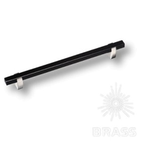 765-192-Chrome-Black Ручка скоба глянцевый хром с чёрной вставкой 192 мм 765-192-Chrome-Black Ручка скоба глянцевый хром с чёрной вставкой 192 мм