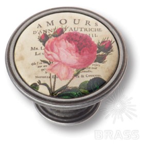 550PT32 Ручка кнопка - AMOUR, старое серебро 550PT32 Ручка кнопка - AMOUR, старое серебро