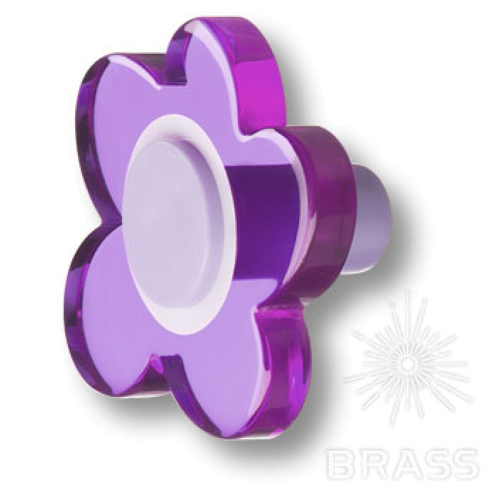 698MOX Ручка кнопка детская коллекция, выполненная в форме цветка с пятью лепестками,цвет фиолетовый
