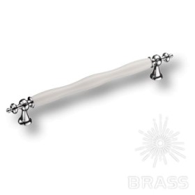 1670-10-192-000 Ручка скоба керамика с металлом белый/глянцевый хром 192 мм 1670-10-192-000 Ручка скоба керамика с металлом белый/глянцевый хром 192 мм