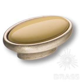 5650405/A Ручка кнопка керамика, цвет молочный, античное серебро 5650405/A Ручка кнопка керамика, цвет молочный, античное серебро