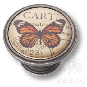 550PT36 Ручка кнопка - бабочка, старое серебро 550PT36 Ручка кнопка - бабочка, старое серебро