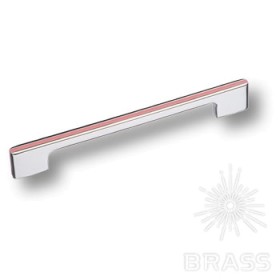 182160MP02PL02 Ручка скоба модерн глянцевый хром с розовой вставкой 160 мм 182160MP02PL02 Ручка скоба модерн глянцевый хром с розовой вставкой 160 мм