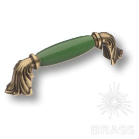 1370-40-96-GREEN Ручка скоба керамика с металлом, зелёный/старая бронза 96 мм 1370-40-96-GREEN Ручка скоба керамика с металлом, зелёный/старая бронза 96 мм