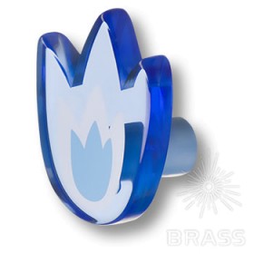 665AZX Ручка кнопка выполнена в форме тюльпана, голубой 665AZX Ручка кнопка выполнена в форме тюльпана, голубой