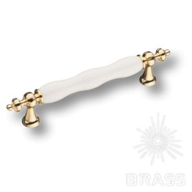 1670-60-128-000 Ручка скоба керамика с металлом, белый/глянцевое золото 128 мм 1670-60-128-000 Ручка скоба керамика с металлом, белый/глянцевое золото 128 мм