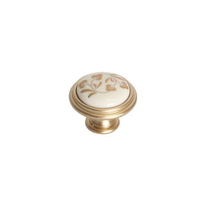Ручка-кнопка, отделка золото матовое 'Милан' + керамика