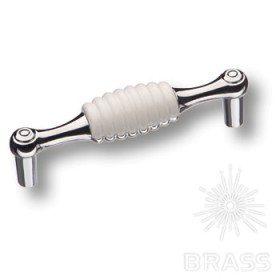 323096MP02ST01 Ручка скоба современная классика с белой вставкой глянцевый хром 96 мм 323096MP02ST01 Ручка скоба современная классика с белой вставкой глянцевый хром 96 мм