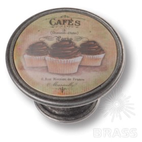 550PT61 Ручка кнопка, кейк, старое серебро 550PT61 Ручка кнопка, кейк, старое серебро