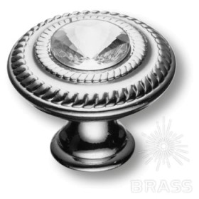 15.346.30.SWA.07 Ручка кнопка с кристаллом эксклюзивная коллекция, глянцевый хром