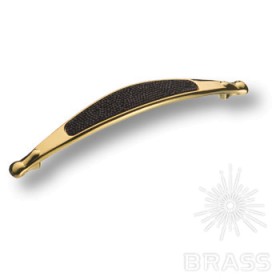 CAMILLA+SW/O+N Ручка скоба c чёрными кристаллами Swarovski, цвет покрытия - глянец золото 128 мм CAMILLA+SW/O+N Ручка скоба c чёрными кристаллами Swarovski, цвет покрытия - глянец золото 128 мм