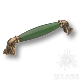1370-40-128-GREEN Ручка скоба керамика с металлом, зелёный/старая бронза 128 мм 1370-40-128-GREEN Ручка скоба керамика с металлом, зелёный/старая бронза 128 мм