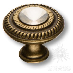 15.346.30.SWA.12 Ручка кнопка с кристаллом эксклюзивная коллекция, античная бронза