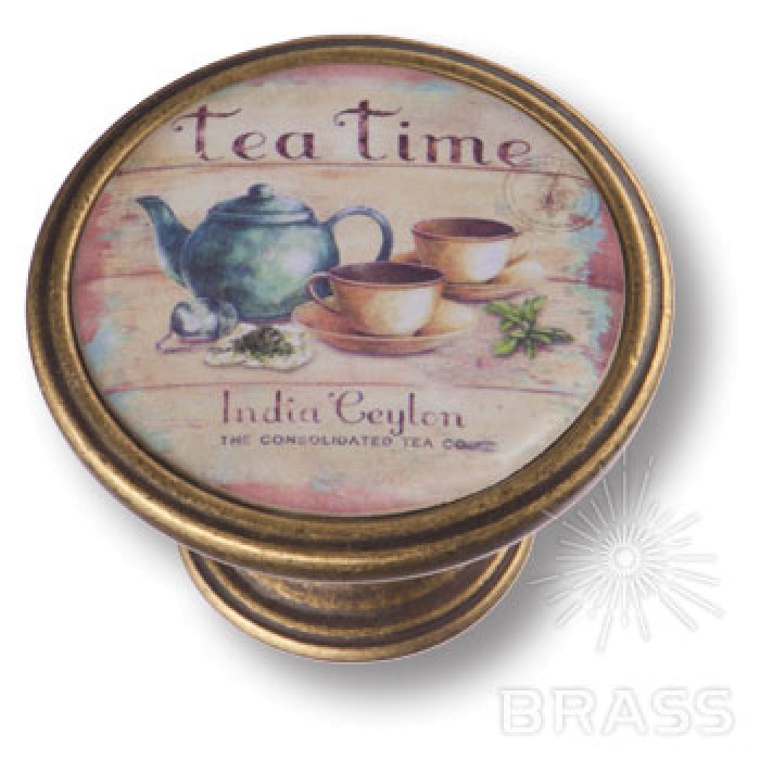 550BR64 Ручка кнопка - TEA TIME, старая бронза