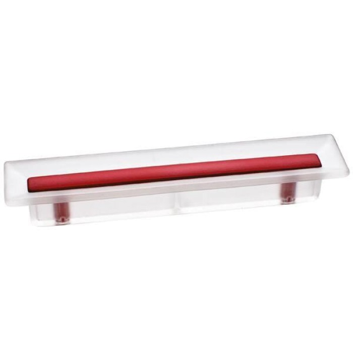 Ручка-скоба 96мм отделка транспарент матовый + красный