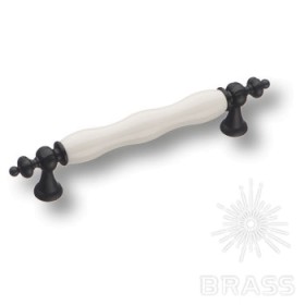 1670-85-128-000 Ручка скоба керамика с металлом,белый/чёрный 128 мм 1670-85-128-000 Ручка скоба керамика с металлом,белый/чёрный 128 мм