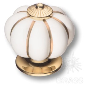 S-101 GOLD WHITE Ручка кнопка керамика с металлом,белый/глянцевое золото S-101 GOLD WHITE Ручка кнопка керамика с металлом,белый/глянцевое золото