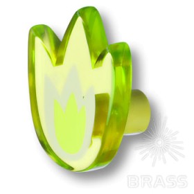 665VEX Ручка кнопка выполнена в форме тюльпана, зеленый 665VEX Ручка кнопка выполнена в форме тюльпана, зеленый