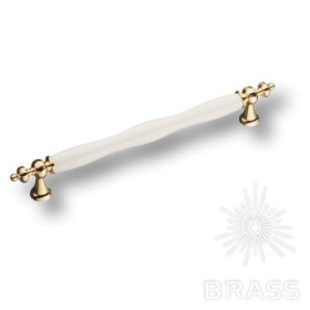 1670-60-192-000 Ручка скоба керамика с металлом, белый/глянцевое золото 192 мм 1670-60-192-000 Ручка скоба керамика с металлом, белый/глянцевое золото 192 мм