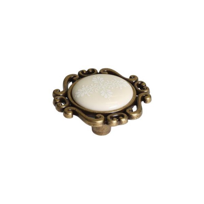 Ручка-кнопка, отделка бронза античная 'Флоренция' + керамика