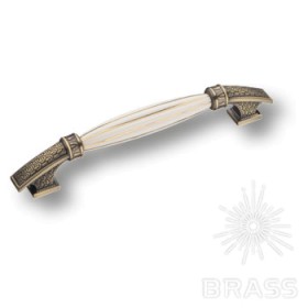 1720-40-192-GOLD Ручка скоба керамика с металлом,белый/старая бронза 192 мм 1720-40-192-GOLD Ручка скоба керамика с металлом,белый/старая бронза 192 мм