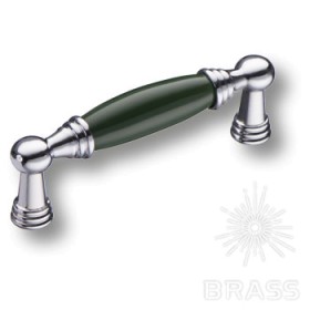 1160-10-96-GREEN Ручка скоба керамика с металлом, зелёный/глянцевый хром 96 мм 1160-10-96-GREEN Ручка скоба керамика с металлом, зелёный/глянцевый хром 96 мм