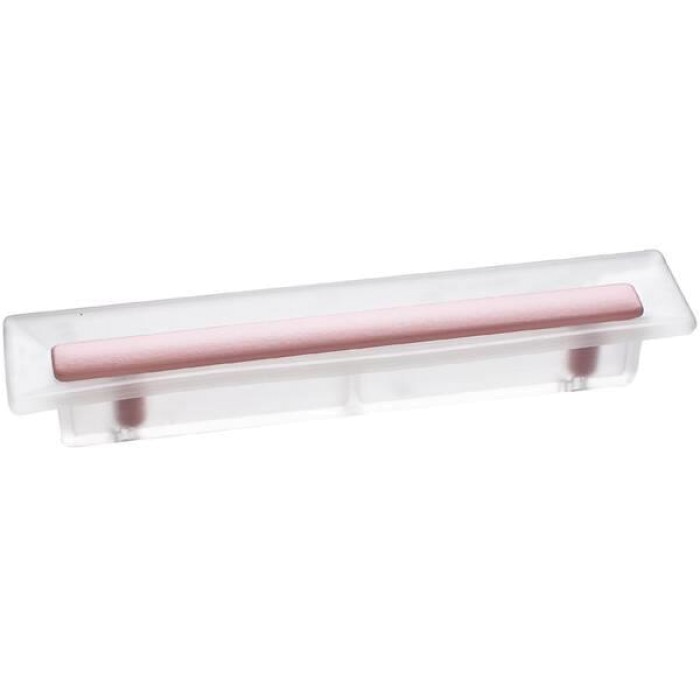 Ручка-скоба 96мм отделка транспарент матовый + розовый