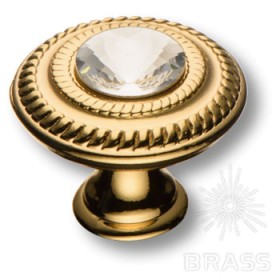 15.346.30.SWA.19 Ручка кнопка с кристаллом эксклюзивная коллекция, глянцевое золото 24K