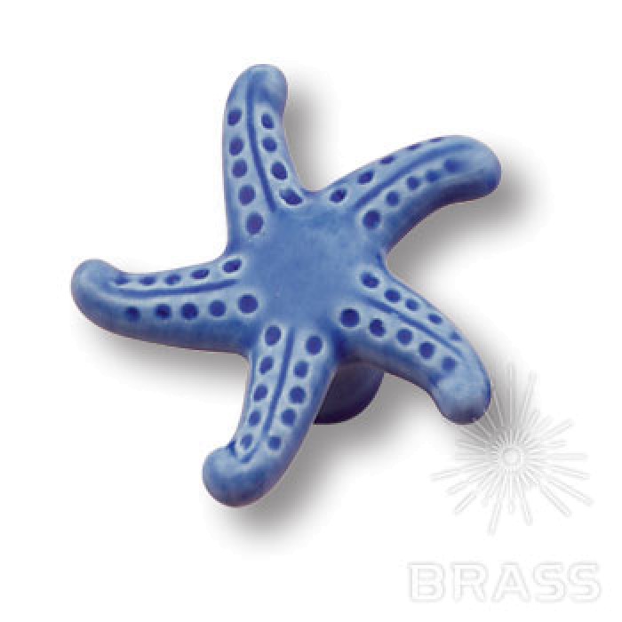 317M1 Ручка кнопка звезда керамическая из морской коллекции, синий